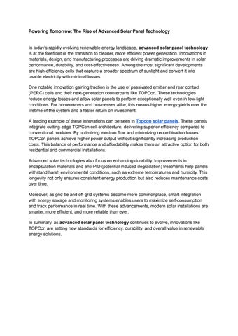 Advanced Solar Panel Technology | High-Efficiency TOPCon Solar Panels