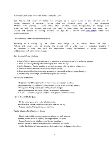 Gati Packers Movers Kolkata
