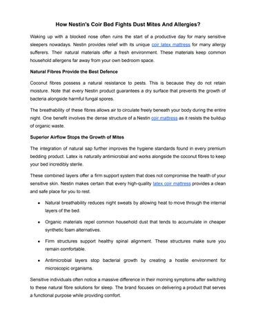 How Nestin's Coir Bed Fights Dust Mites And Allergies