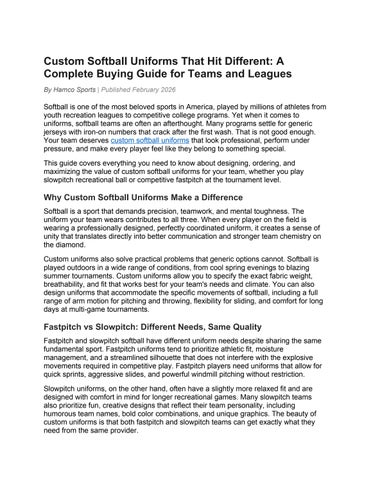 Custom-Softball-Uniforms by Hamco sports