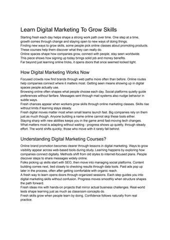 ARTICLE Learn Digital Marketing To Grow Skills