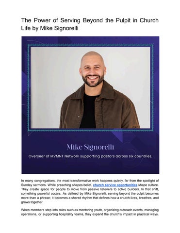 The Power of Serving Beyond the Pulpit in Church Life