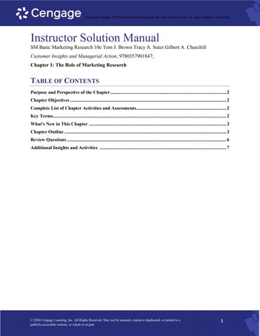 Instructor Solution Manual For Basic Marketing Research 10e Tom J. BrownTracy A. SuterGilbert A. Chu