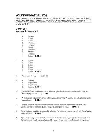 Solution Manual For Basic Statistics For Business And Economics 7th Edition ​By Douglas A. Lind, Wil