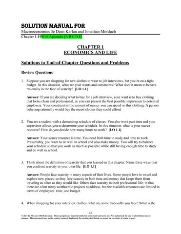 Solution Manual For Macroeconomics 3rd Edition by Dean Karlan and Jonathan Morduch