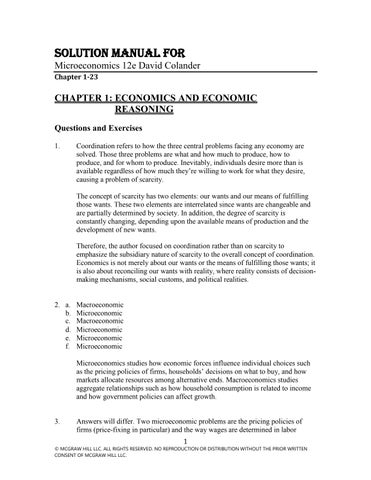 Solution Manual For Microeconomics 12e David Colander Chapter(1-23)