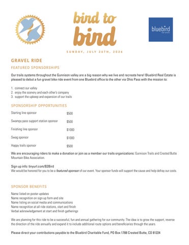 Bird 2 Bird Sponsor Form