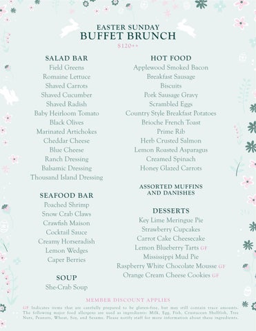 Easter Sunday Buffet Brunch Menu 2026