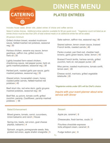 CATERING DINNER MENU 2026