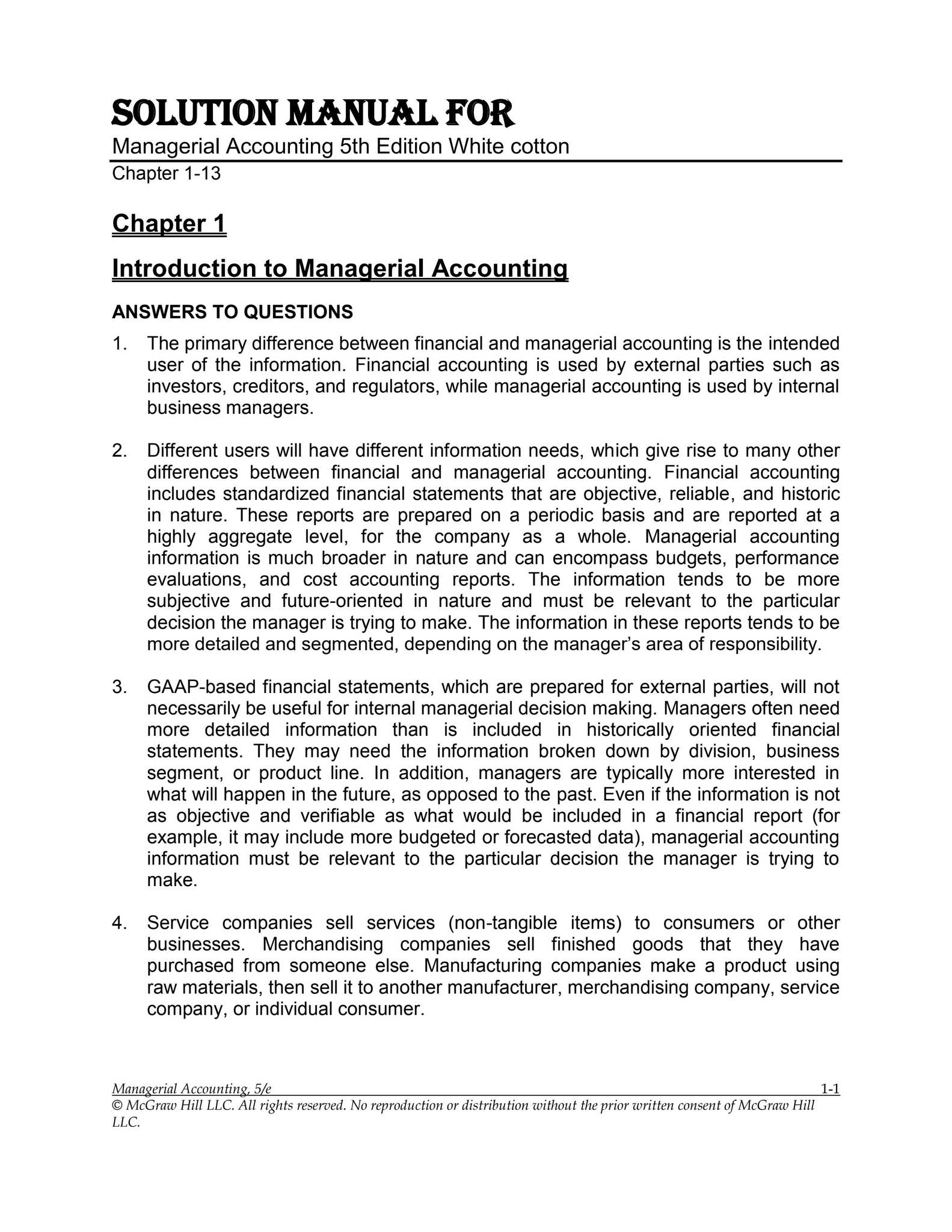 Solution Manual For Managerial Accounting 5th Edition Whitecotton ...
