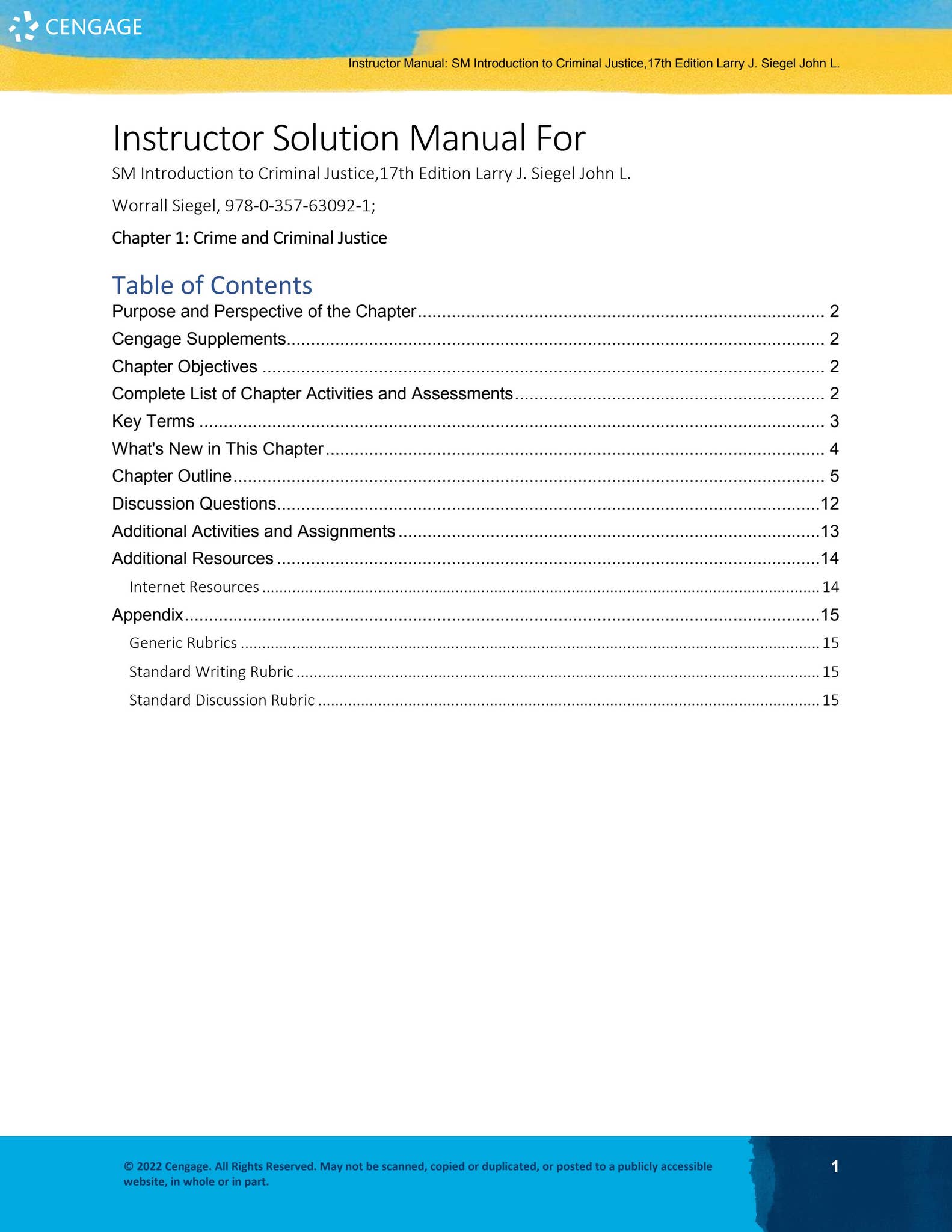 Instructor Solution Manual For Introduction to Criminal Justice, 17th ...