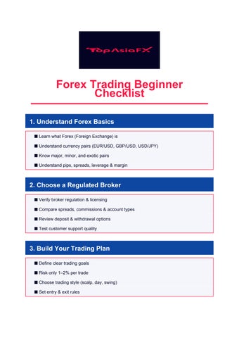 TopAsiaFX Forex Beginner Checklist – The Smart Trader’s Starter ...