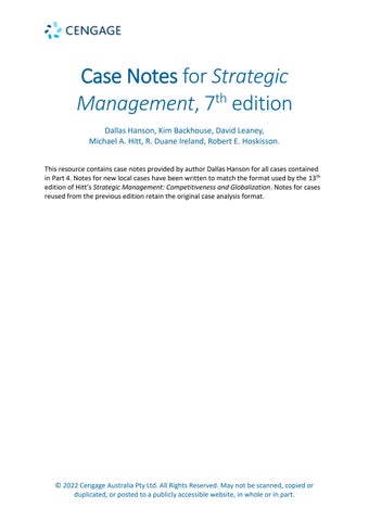 All Cases For  Strategic Management Competitiveness and Globalisation, 7th Edition by Dallas HansonK