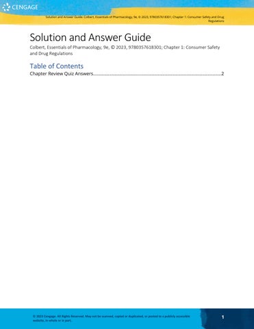 Solution and Answer Guide Essentials of Pharmacology for Health Professions, 9th Edition by Bruce Co