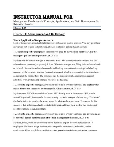 Instructor Manual For Management Fundamentals Concepts, Applications, and Skill Development 9th Edit