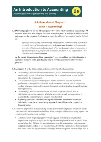 Solution Manual for An Introduction to Accounting Accountability in Organisations and Society, 2nd E