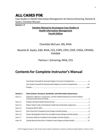 Solution Manual for Case Studies in Health Information Management 4th Edition by Patricia Schnering,