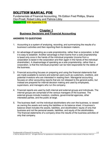 Solution Manual For Fundamentals of Financial Accounting, 7th Edition Fred Phillips, Shana Clor-Proe