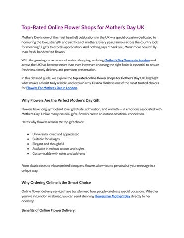 Top-Rated Online Flower Shops for Mother’s Day UK