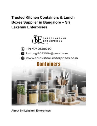 Trusted Kitchen Containers & Lunch Boxes Supplier in Bangalore – Sri Lakshmi Enterprises (1)