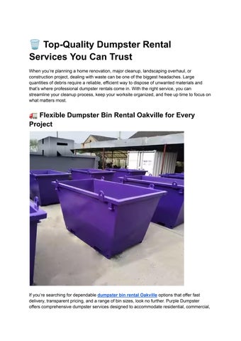 Top-Quality Dumpster Rental Services You Can Trust