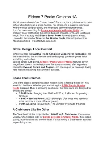 Eldeco 7 Peaks Omicron 1A | Greater Noida