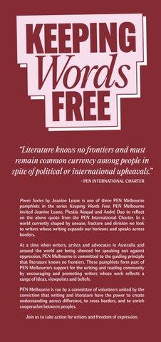 Keeping Words Free - Poem Series by Jeanine Leane