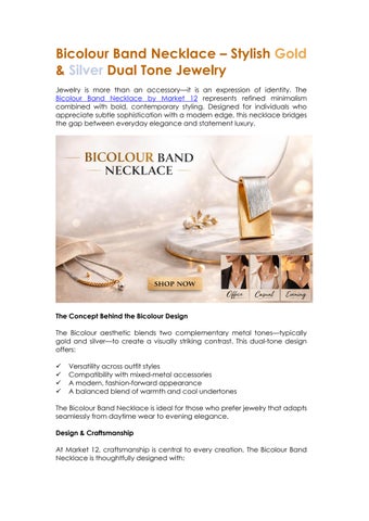 Bicolour Band Necklace – Gold & Silver Dual Tone Pendant for Women
