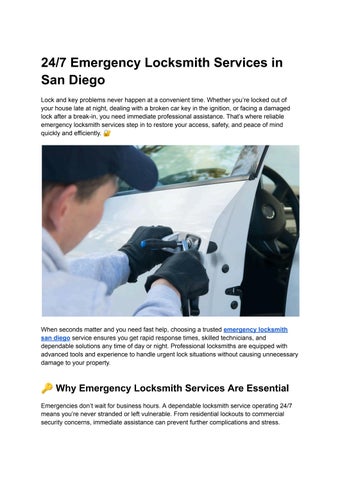 24_7 Emergency Locksmith Services in San Diego