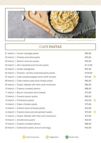 March Pasta Menu