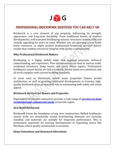 Professional Brickwork Services You Can Rely On