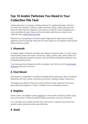 Top 10 Arabic Perfumes You Need in Your Collection This Year