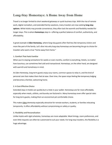 Long-Stay Homestays: A Home Away from Home