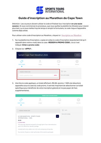 Guide d'inscription au Marathon de Cape Town