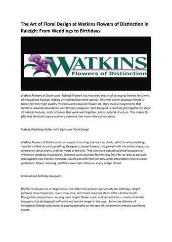 1 Watkins Flowers of Distinction - Florist Raleigh