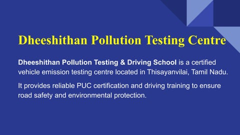 dheeshithan polution testing center