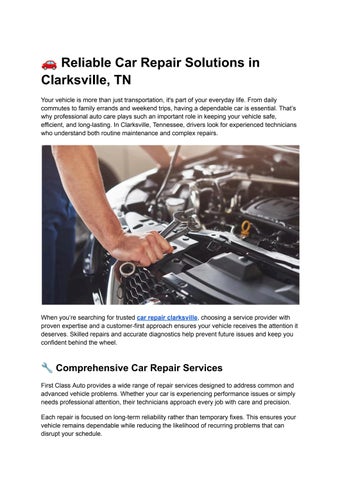 Reliable Car Repair Solutions in Clarksville, TN