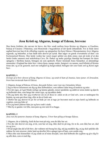 Danish - The Epistles of Jesus Christ and Abgarus King of Edessa