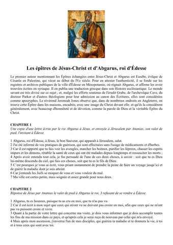 French - The Epistles of Jesus Christ and Abgarus King of Edessa