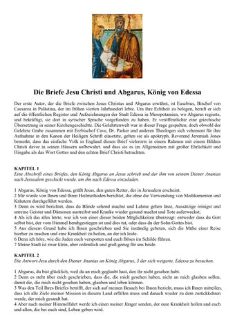 German - The Epistles of Jesus Christ and Abgarus King of Edessa
