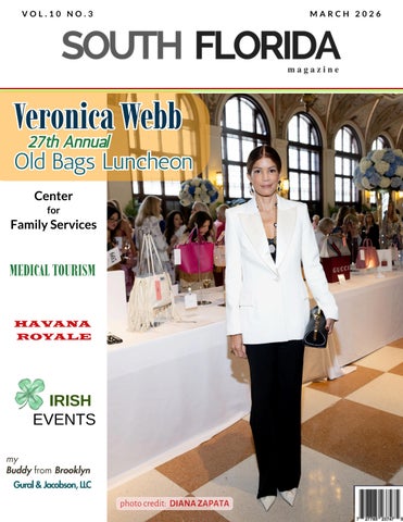 Veronica Webb graces the cover of SOUTH FLORIDA magazine March 2026