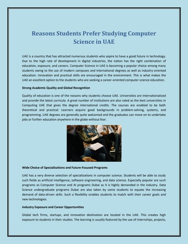Reasons Students Prefer Studying Computer Science in UAE