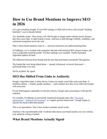 Brand Mentions Strategy for SEO in 2026