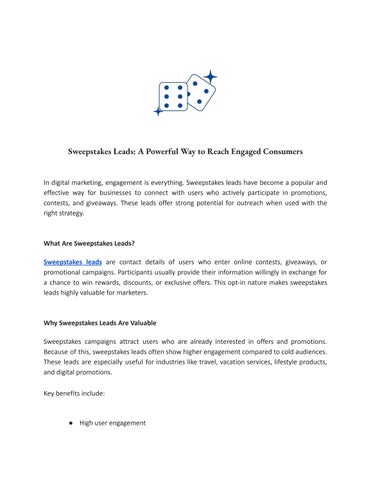 Sweepstakes Leads | Best Vacation Leads