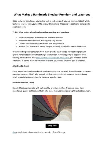 What Makes a Handmade Sneaker Premium and Luxurious