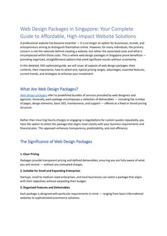 Web Design Packages in Singapore