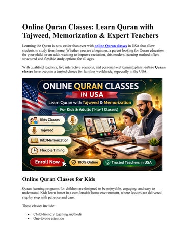 Online Quran Classes in USA | Tajweed & Memorization