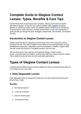 Complete Guide to Gleglow Contact Lenses_ Types, Benefits & Care Tips