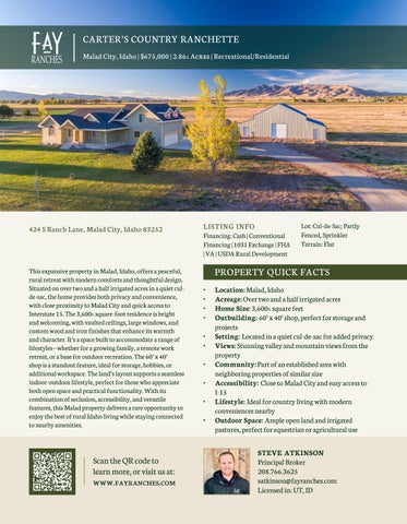 Carter's Country Ranchette Facts and Figures One Sheet