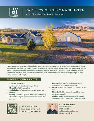 Carter's Country Ranchette One-Sheet | Fay Ranches